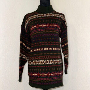 Basic Editions Sweater Womens Small Multi Fair Isle Acrylic Long Sleeve Pullover